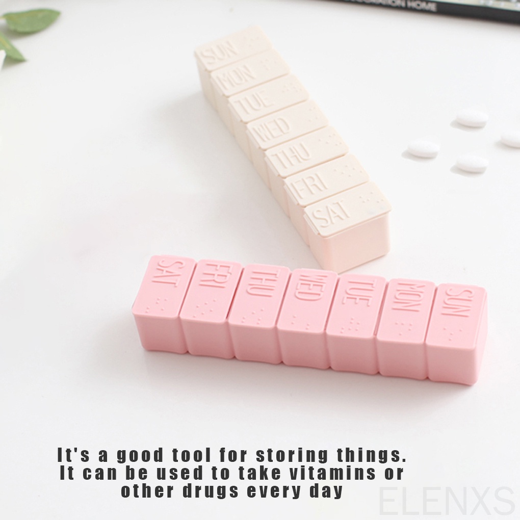 Set 2 hộp đựng thuốc 7 ngăn bằng nhựa tiện dụng