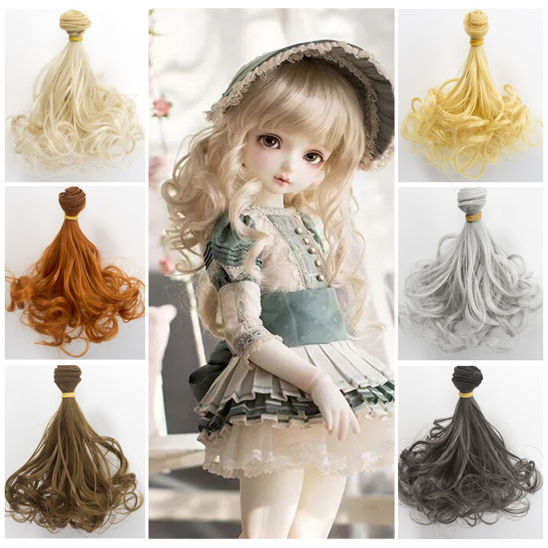 Bộ tóc giả uốn cúp đáng yêu trang trí cho búp bê