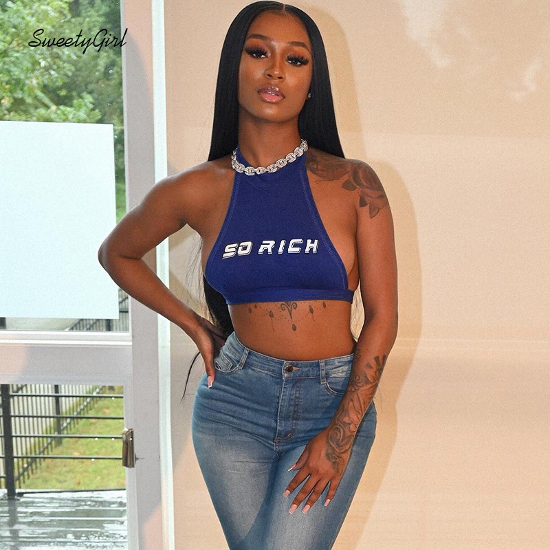 Áo Ống In Chữ Tương Phản 2022 Màu Sắc Tương Phản Quyến Rũ Dành Cho Nữ