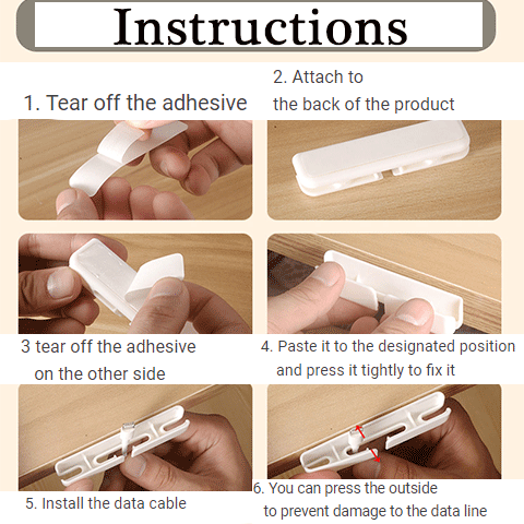 Set 3 dụng cụ cố định dây cáp sạc điện thoại gắn tường thiết kế tiện dụng