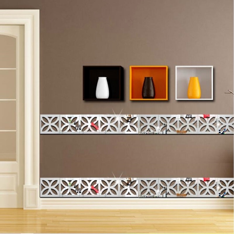 Set 10 Miếng Dán Tường 10*10CM Bằng Acrylic Trang Trí Nhà Cửa/Phòng Khách Hiện Đại