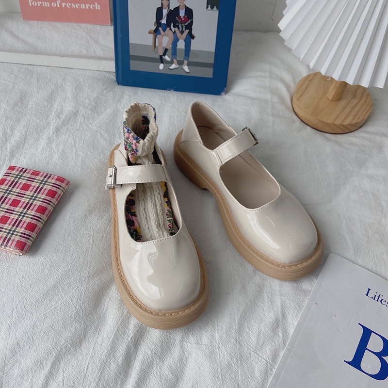 Giày búp bê có quai lolita Mary Jane basic đế bằng dễ thương vintage Yannie Lolita
