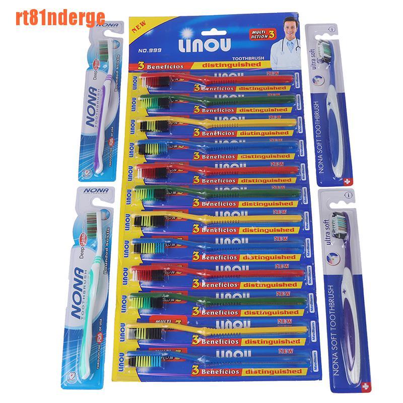 [Hàng mới về] Set 10 bàn chải đánh răng sợi lông siêu cứng bắt chéo làm trắng loại bỏ lớp phủ lưỡi