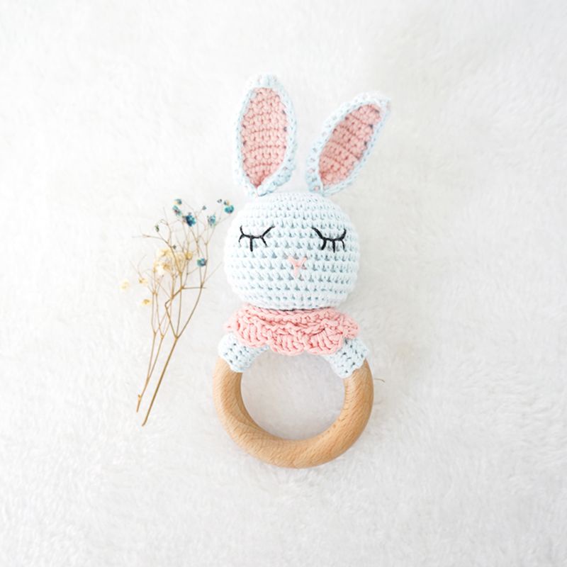 Bộ 2 Đồ Chơi Vòng Gặm Nướu Hình Thỏ DIY Dành Cho Bé Sơ Sinh Mọc Răng