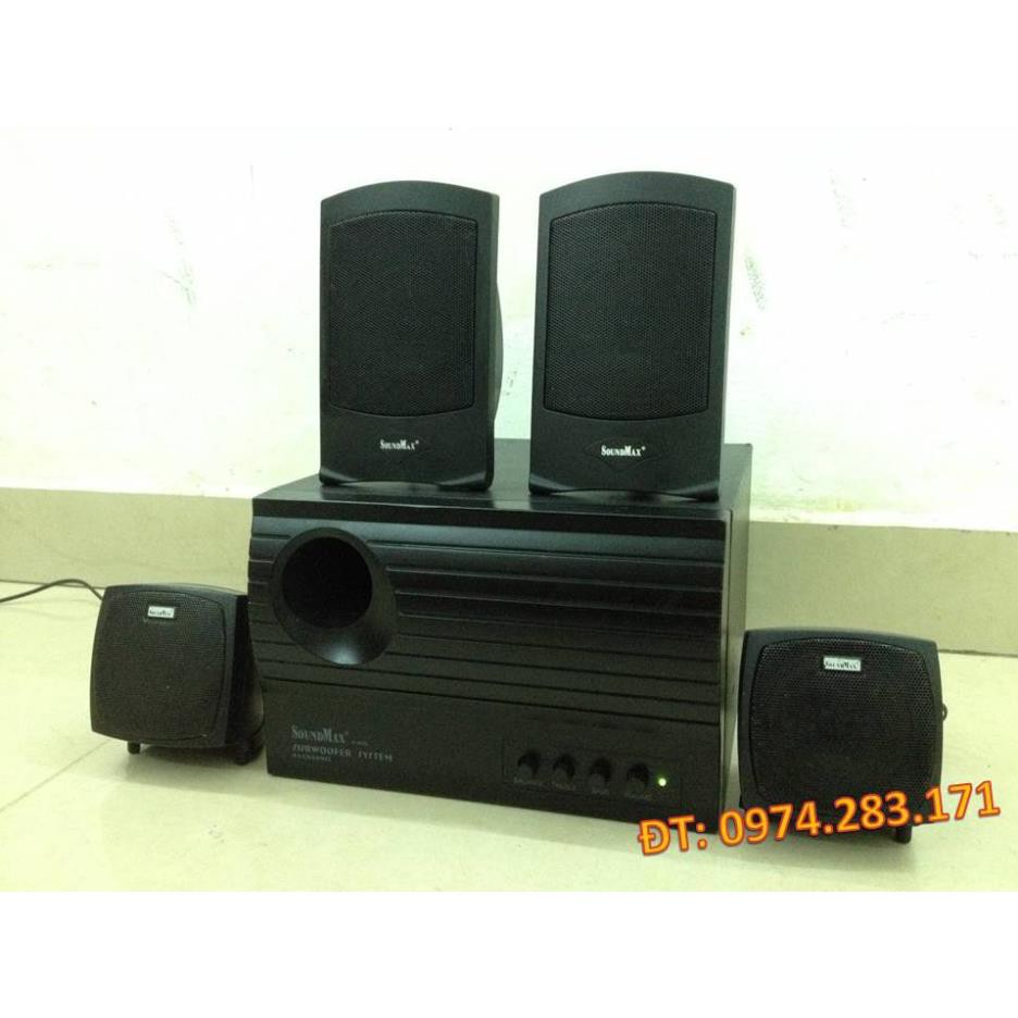 + ( GIÁ TỐT NHẤT ) Bộ 4.1 Soundmax A4000 đen bass lớn ( Tặng Dây AV 3.5 gắn điện thoại ) - !!