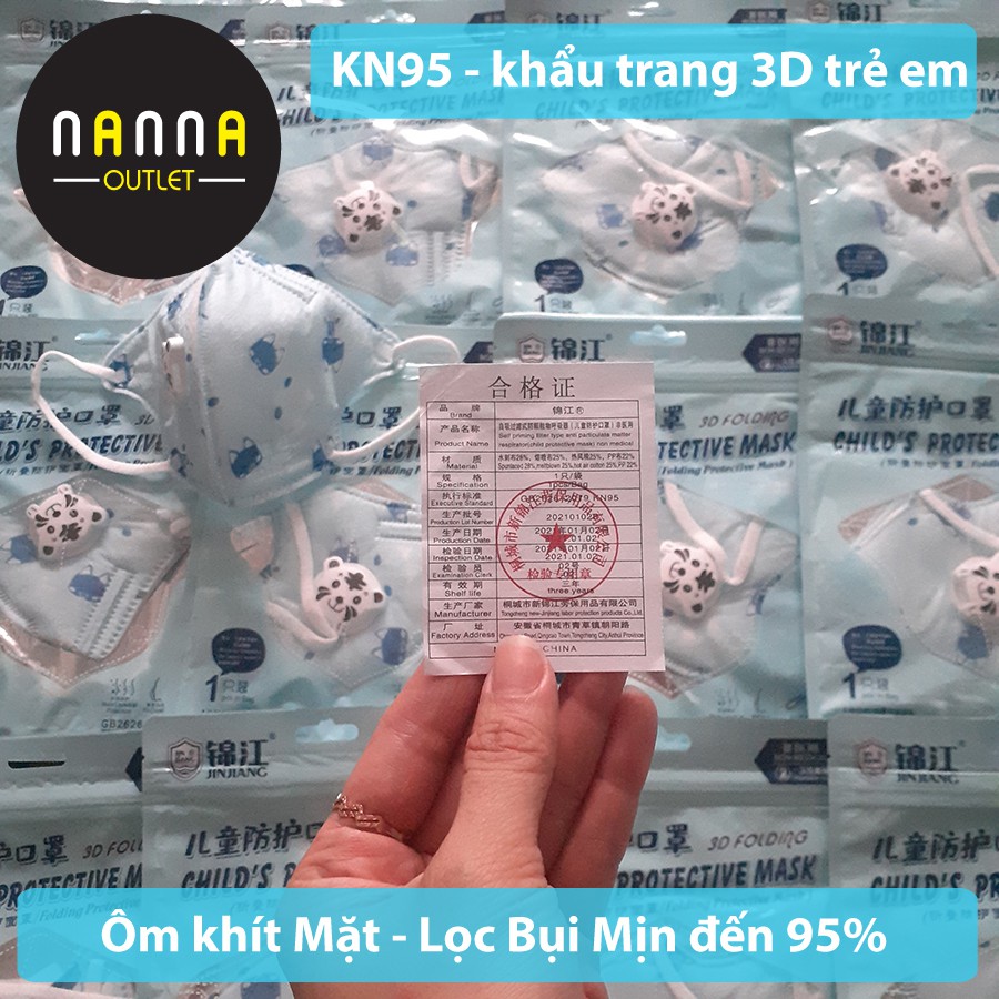 [CÓ VAN] Khẩu trang 3D lọc bụi mịn KN95 Trẻ 4 đến 12 tuổi