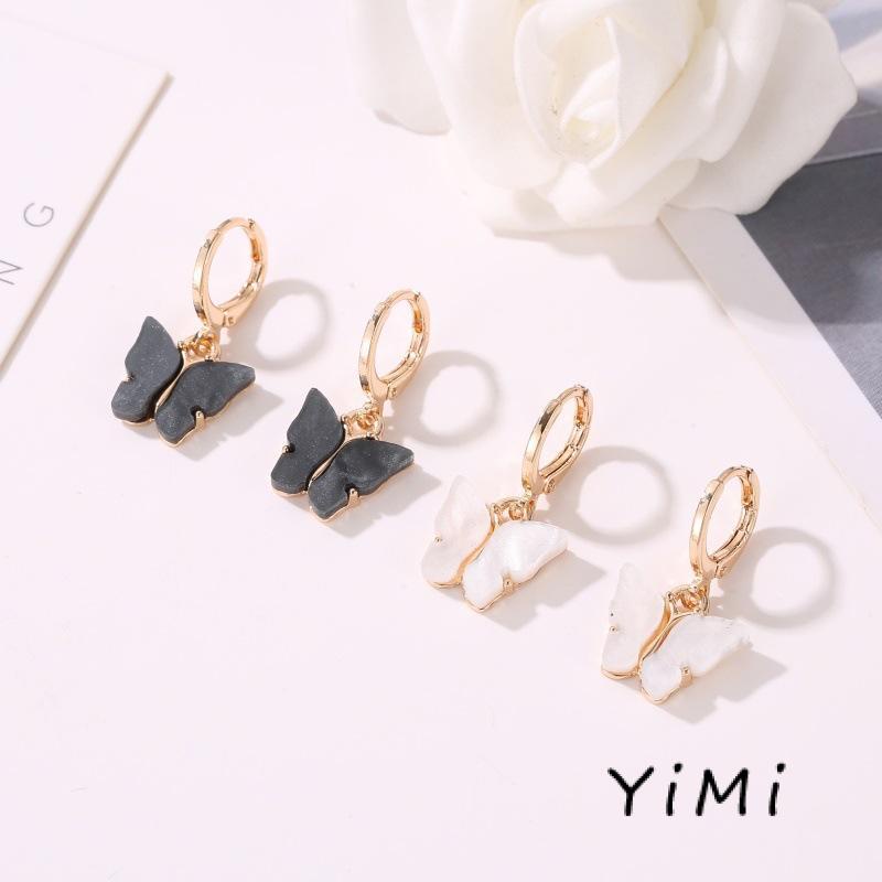 Bông tai mạ bạc hình bướm đơn giản phong cách ngọt ngào thời trang Hàn Quốc cho nữ