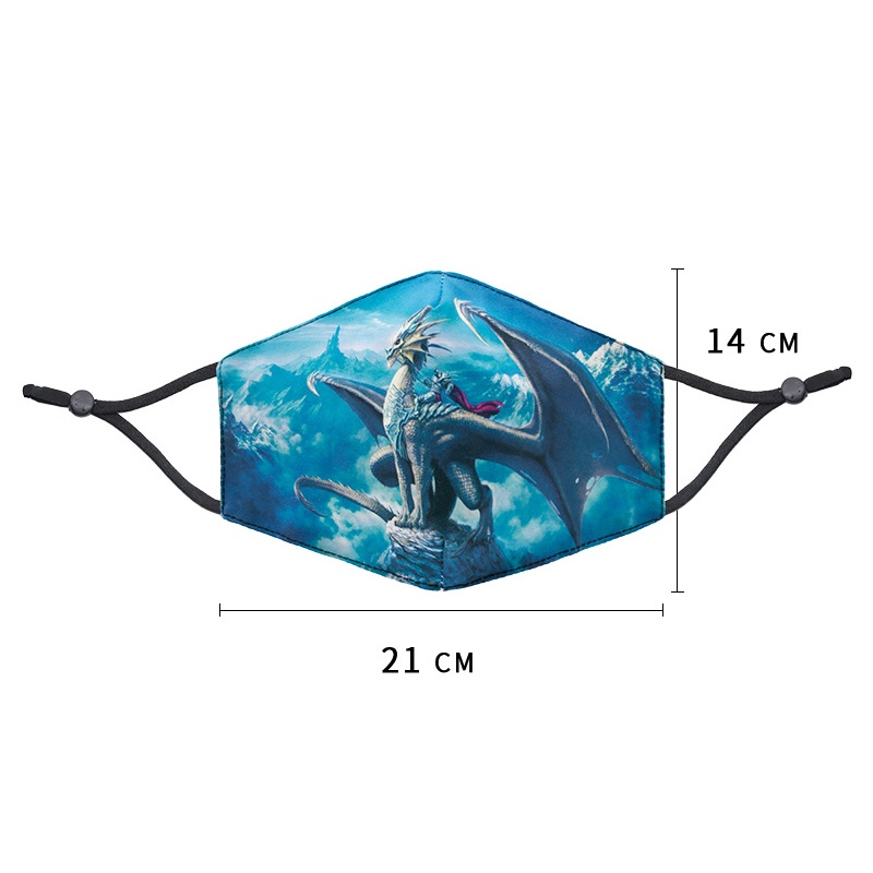 Khẩu Trang In 3D Kỹ Thuật Số Hình Khủng Long Vải Cotton Mỏng Thoáng Khí Tái Sử Dụng Được Cho Nam