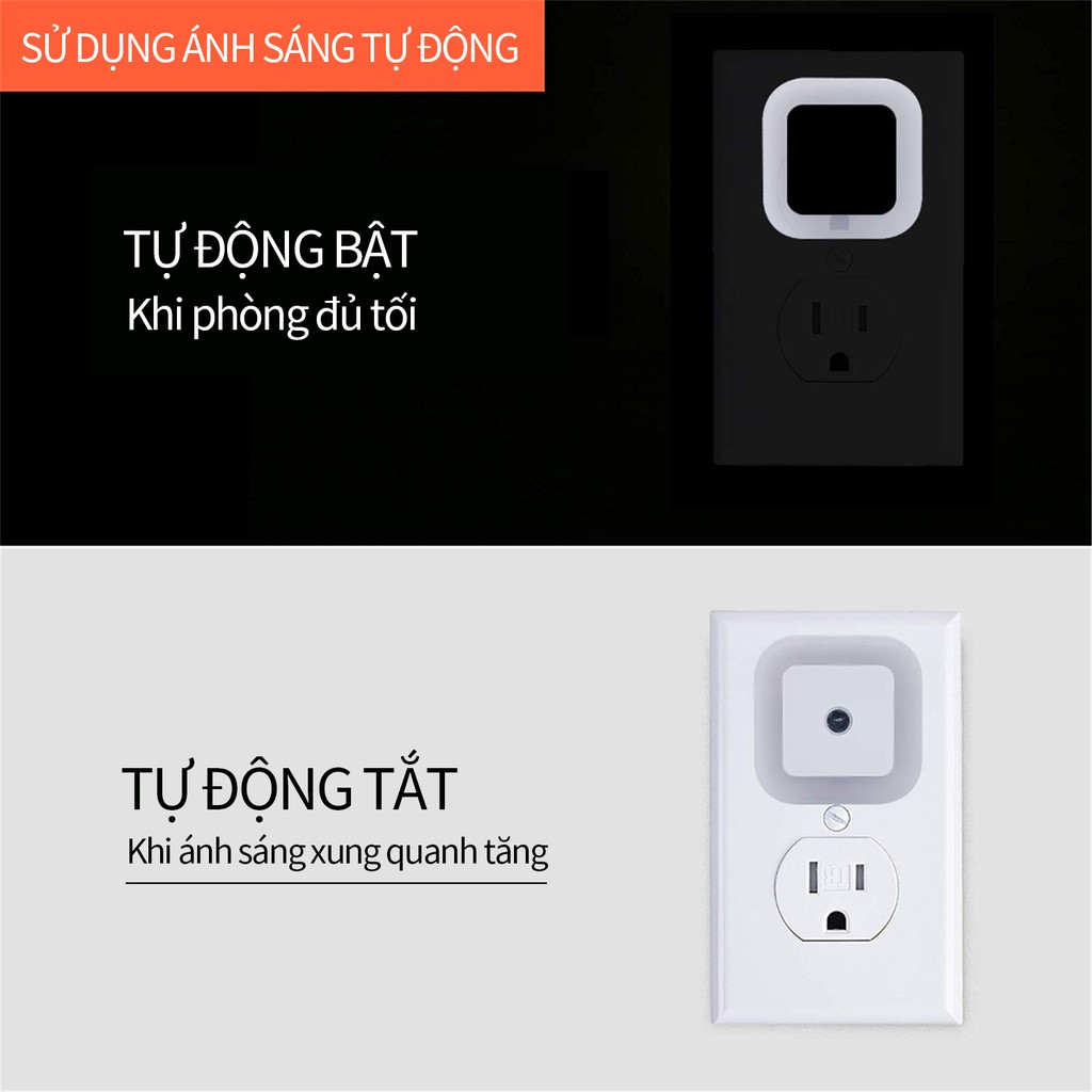 Đèn Ngủ LED Màu Trắng Với Cảm Biến Thông Minh 0.5W