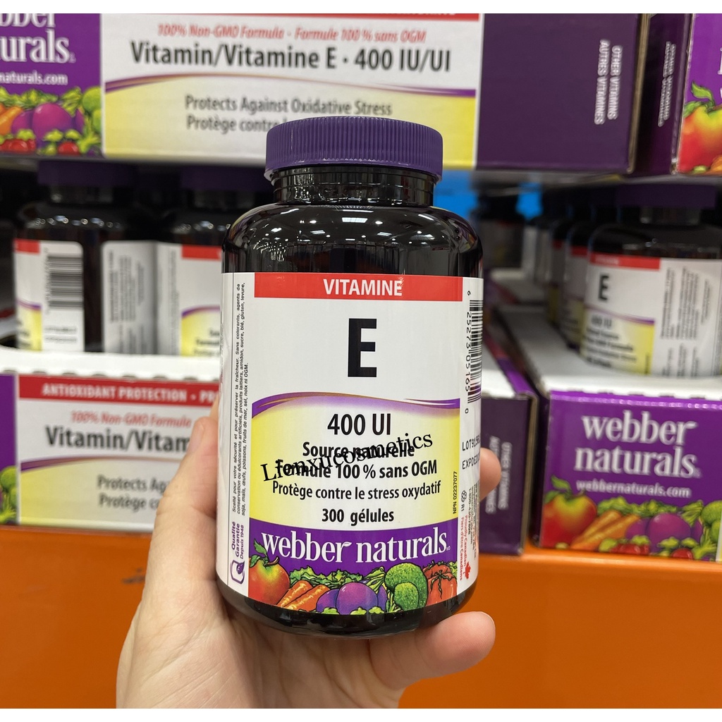 Vitamin E, 400 IU, hộp 300 viên Webber Naturals; HSD T12/2026