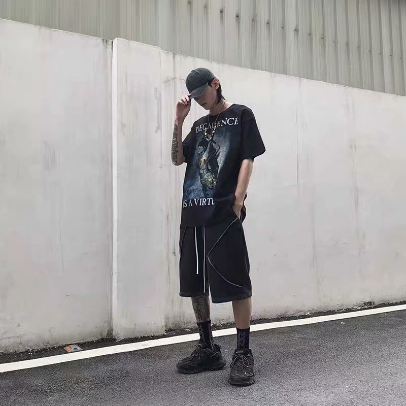 Áo Thun Dáng Rộng Tay Ngắn Phong Cách Thời Trang Hiphop Có Size M-8XL Dành Cho Nam Giới