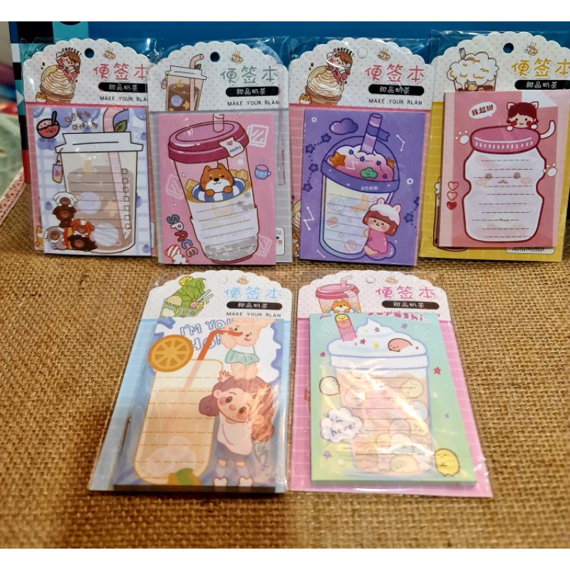 Sỉ: Thùng 30 thếp giấy note ghi chú trà sữa, kem mã MQ-834