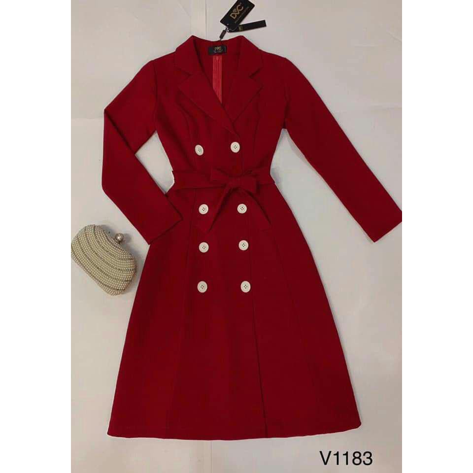 [ xả kho ] MiD Đầm xòe tay dài phối nút V1183 Mie Design kèm hình thật