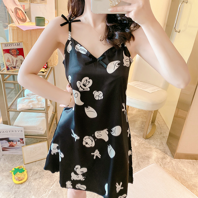 Bộ đồ ngủ cổ chữ V sling bộ đồ ngủ nữ gợi cảm với áo ngực bộ đồ hoạt hình dịch vụ tại nhà | BigBuy360 - bigbuy360.vn