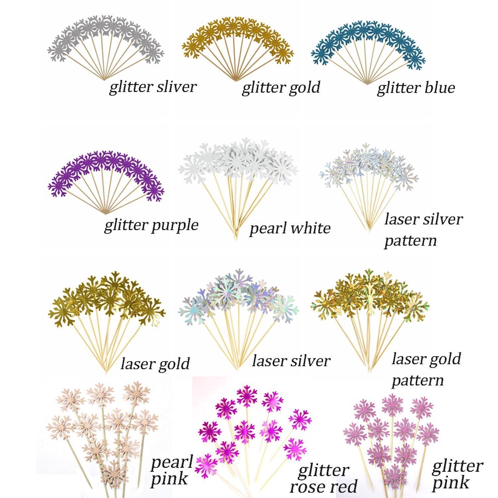 AUGUSTINA Phụ Kiện Trang Trí Bánh Kem Hình Bông Tuyết Lấp Lánh Nhiều Kiểu Dáng Sáng Tạo