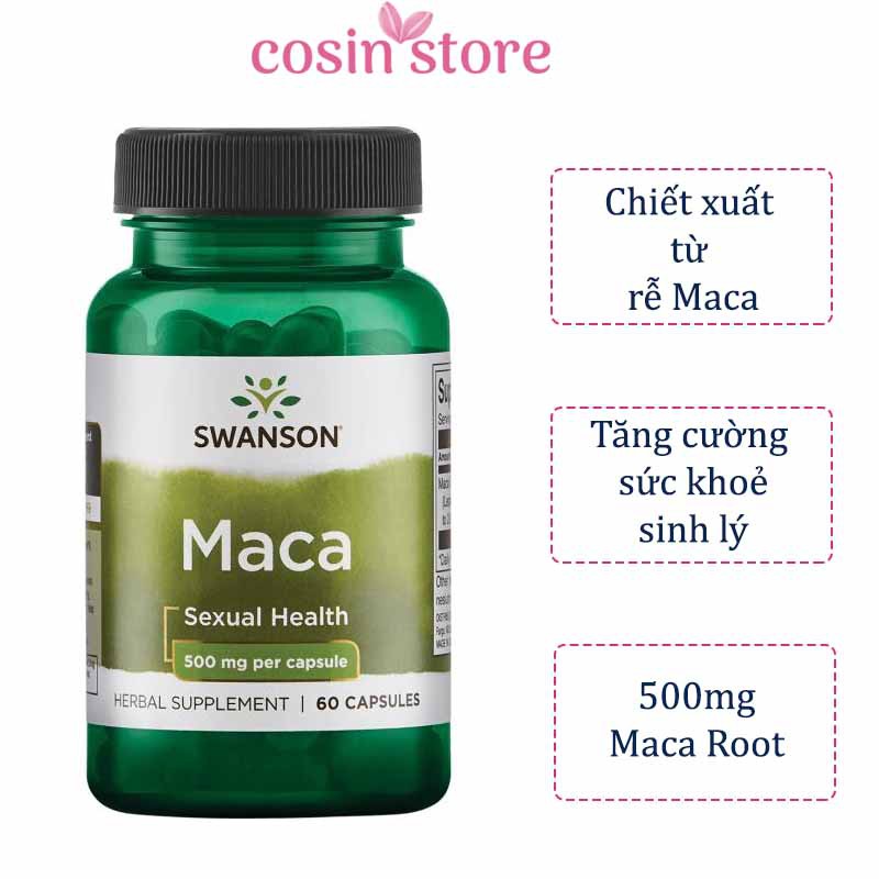 Viên Uống Maca Swanson 500mg 60 viên - Tăng Cường Sức Khoẻ Sinh Lý