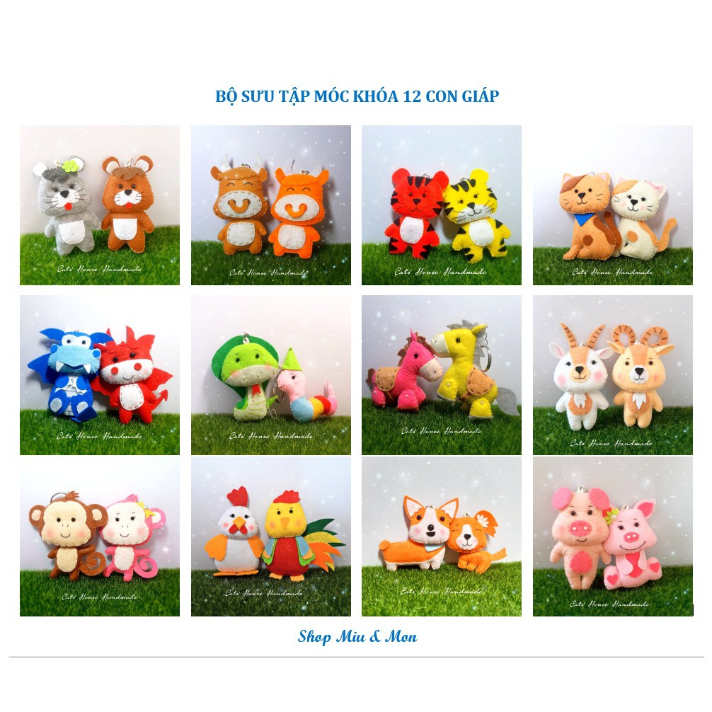 Móc khoa 12 con giáp bằng nỉ làm quà tặng sinh nhật ý nghĩa - BST Cats' House Handmade