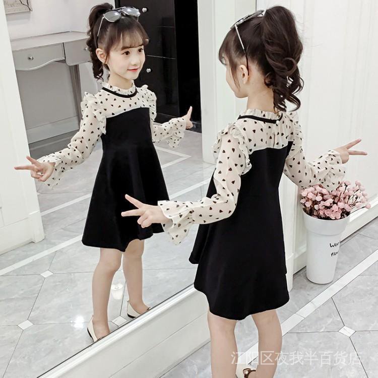 Đầm Chữ A Họa Tiết Chấm Bi Nhiều Màu Sắc Thời Trang Xuân Thu 2020 Cho Bé Gái 5-8-9 Tuổi