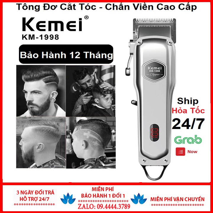 Tông đơ cắt tóc cao cấp lưỡi kép Kemei 1998 - Tăng đơ cắt tóc chuyên nghiệp. Hàng chính hãng bảo hành 12 tháng