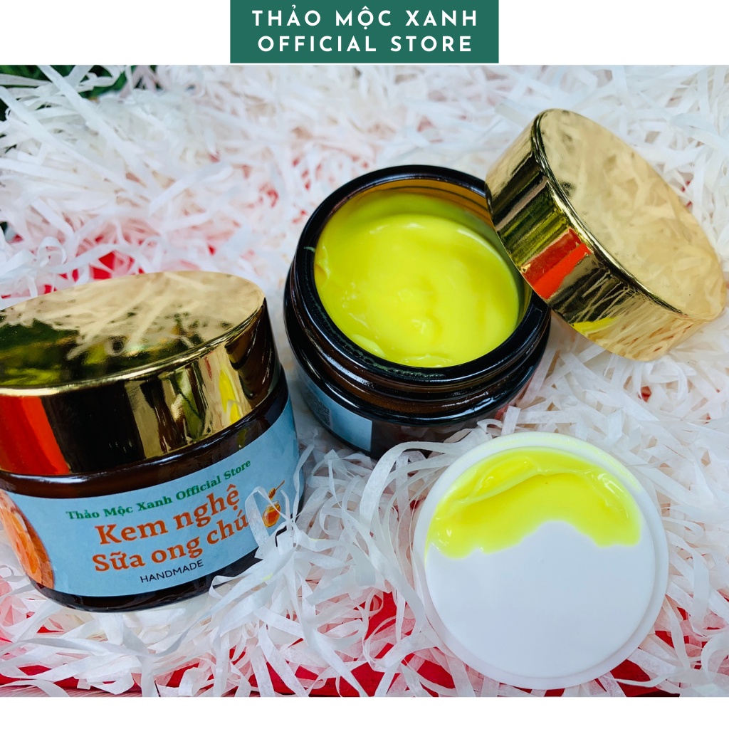 Kem Nghệ Sữa Ong Chúa (Handmade) Giảm Mụn Ngừa Thâm Dưỡng Da Trắng Mịn tự nhiên, giúp cải thiện Nám nhẹ, Tàn Nhan - TMX
