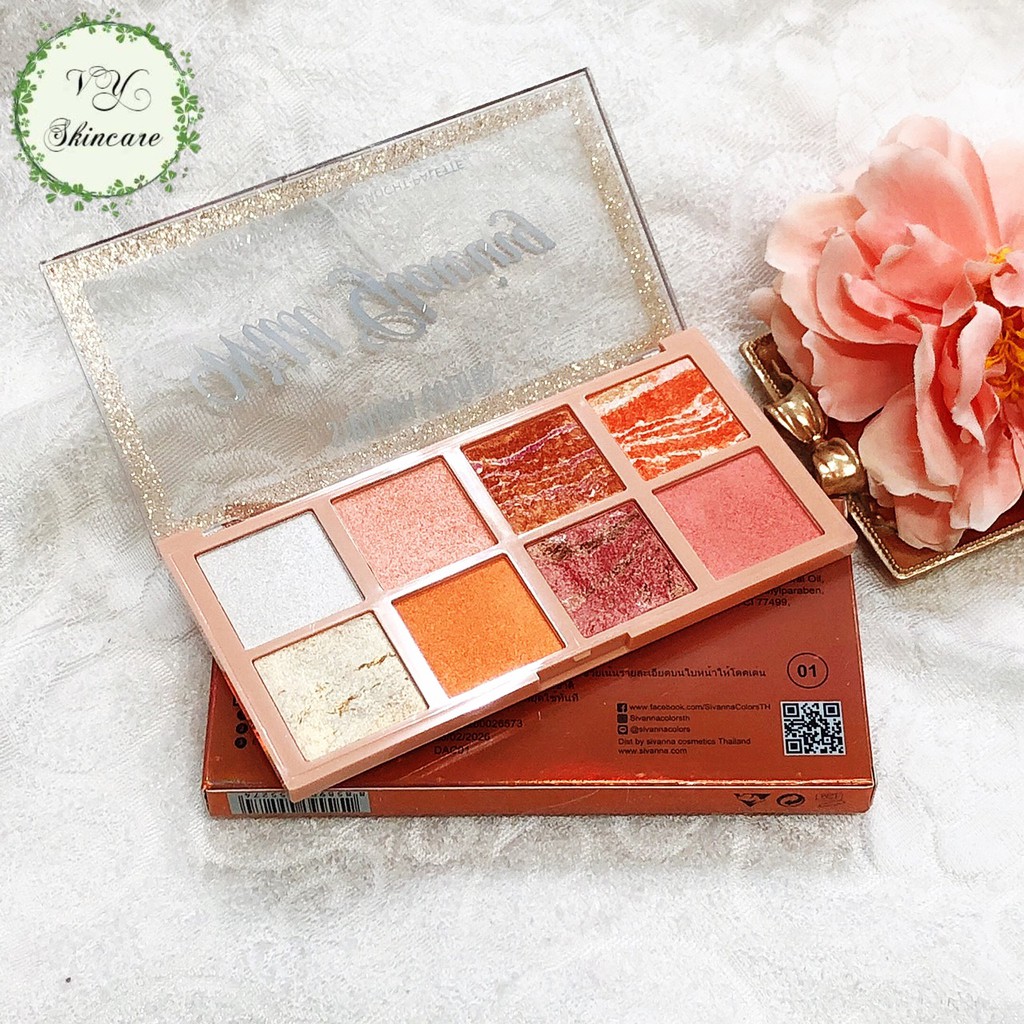 Bảng Phấn Má Hồng & Bắt Sáng Sivanna Colors WilD Glowing Ultra Pro Cheek & Highlight Palette HF3017