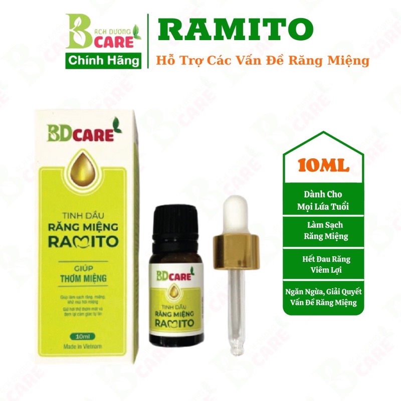 Tinh dầu răng miệng Ramito -10ml - làm sạch, tạo hơi thở thơm mát, phòng ngừa và hỗ trợ giải quyết các vấn đề răng miệng