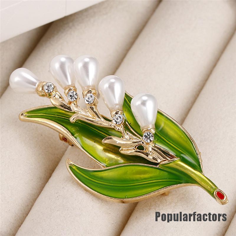 Ghim cài áo hình chiếc lá đính hạt ngọc trai nhân tạo thời trang