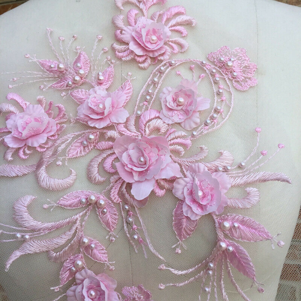 Mảnh lưới hoa ren 3D trang trí áo cưới