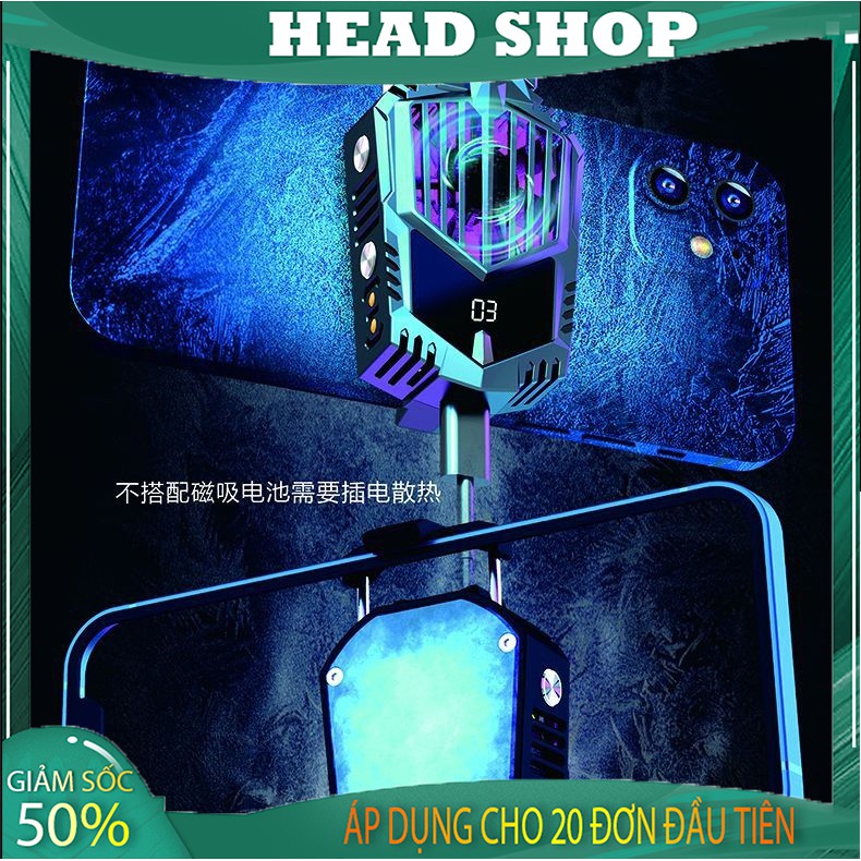 Quạt tản nhiệt gaming 2 PIN SẠC sò lạnh cho điện thoại X3A siêu mát HEAD SHOP