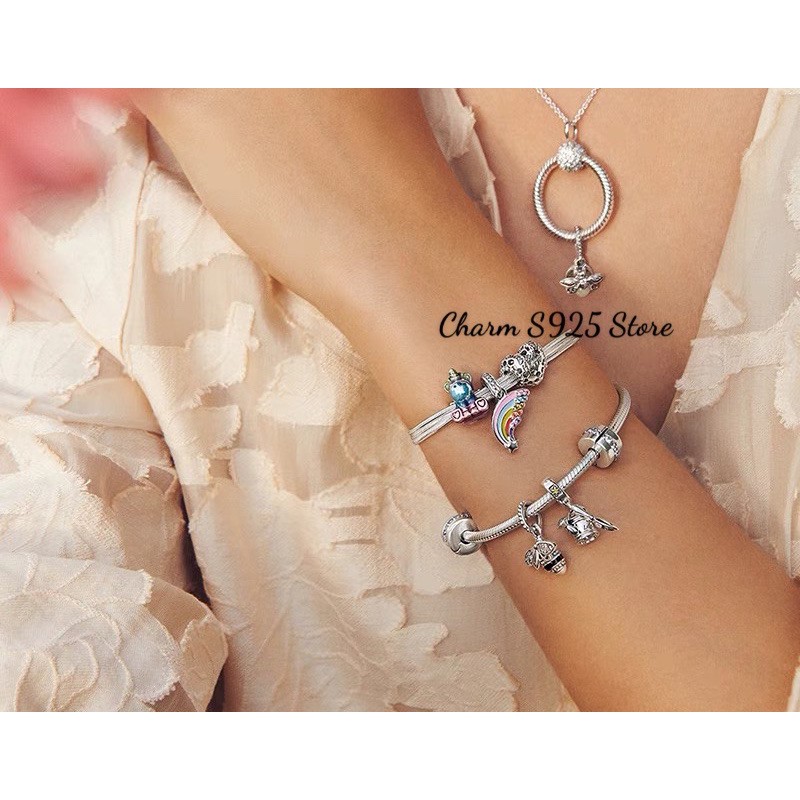 charm pan đôi thiên nga bạc s925 cao cấp