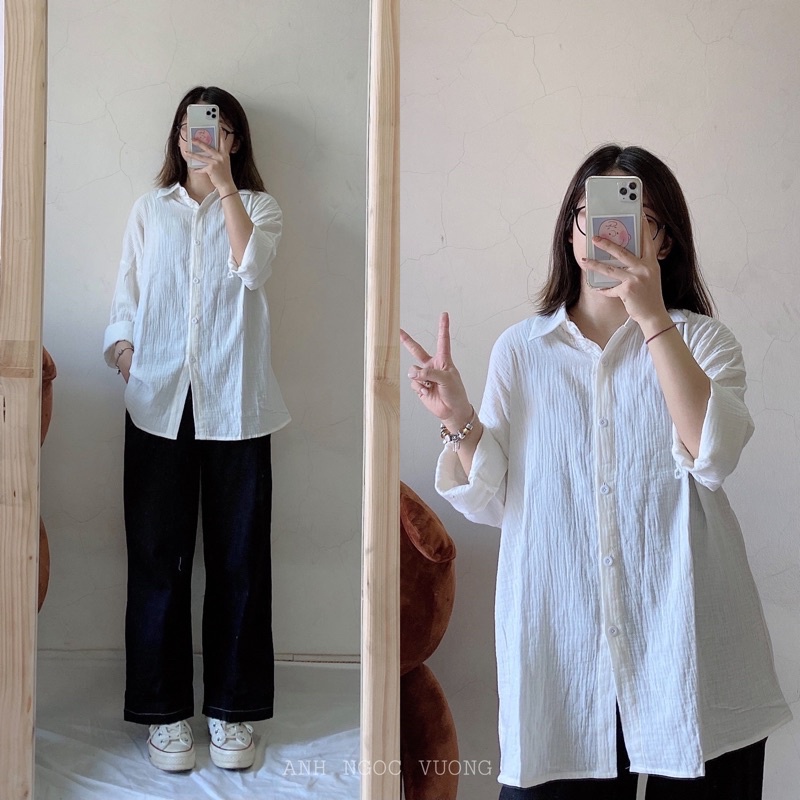 Áo Sweater Polo chất nỉ lót lông form rộng dài tay kiểu dáng Hàn Quốc - Xưởng May Hạnh | BigBuy360 - bigbuy360.vn