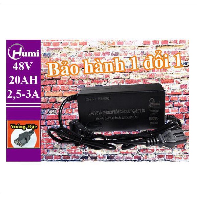 Sạc Xe Điện 48V20AH Humi Chống Phồng Bình Chân Vuông Đặc (133S,..., xe 4 bình)