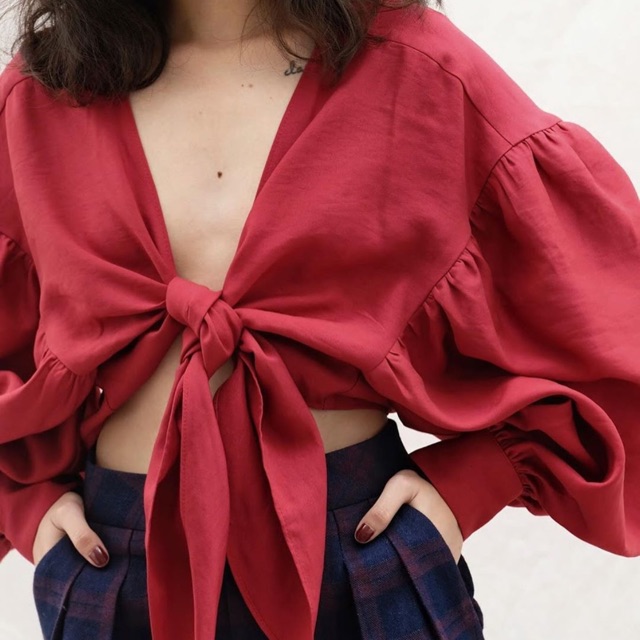 Áo sơ mi cột nơ Ouba.d