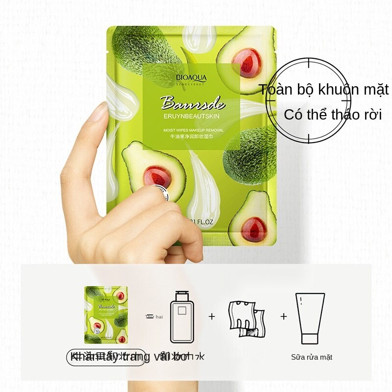 [Hàng mới về] Khăn Tẩy Trang Bioaoua Chiết Xuất Bơ Dưỡng Ẩm Kiềm Dầu Làm Sạch Da | BigBuy360 - bigbuy360.vn