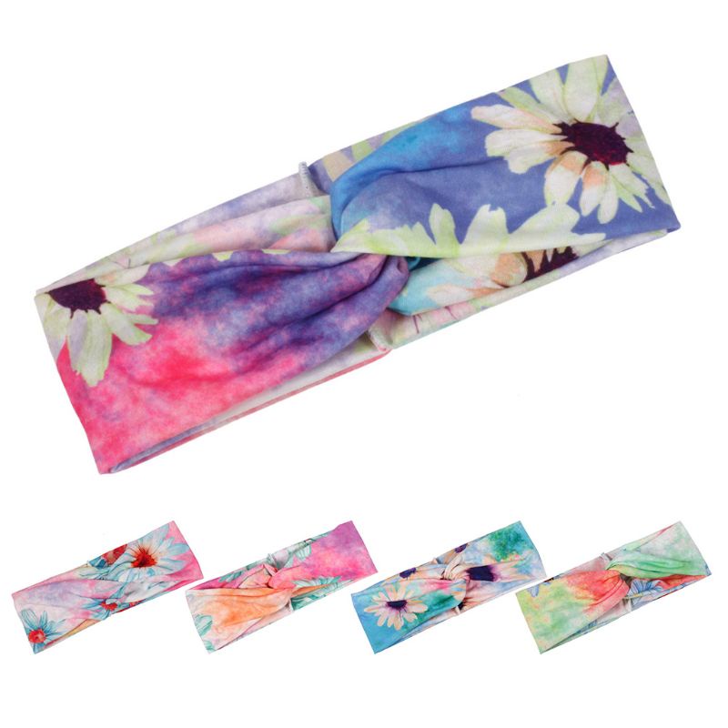 Băng Đô Nhuộm Màu Họa Tiết Hoa Cúc Phong Cách Bohemian Dành Cho Nữ