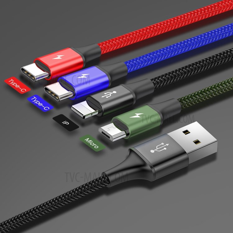 Cáp sạc 4 in 1 ( Micro Usb, 2 đầu Type C, Lightning ) Baseus