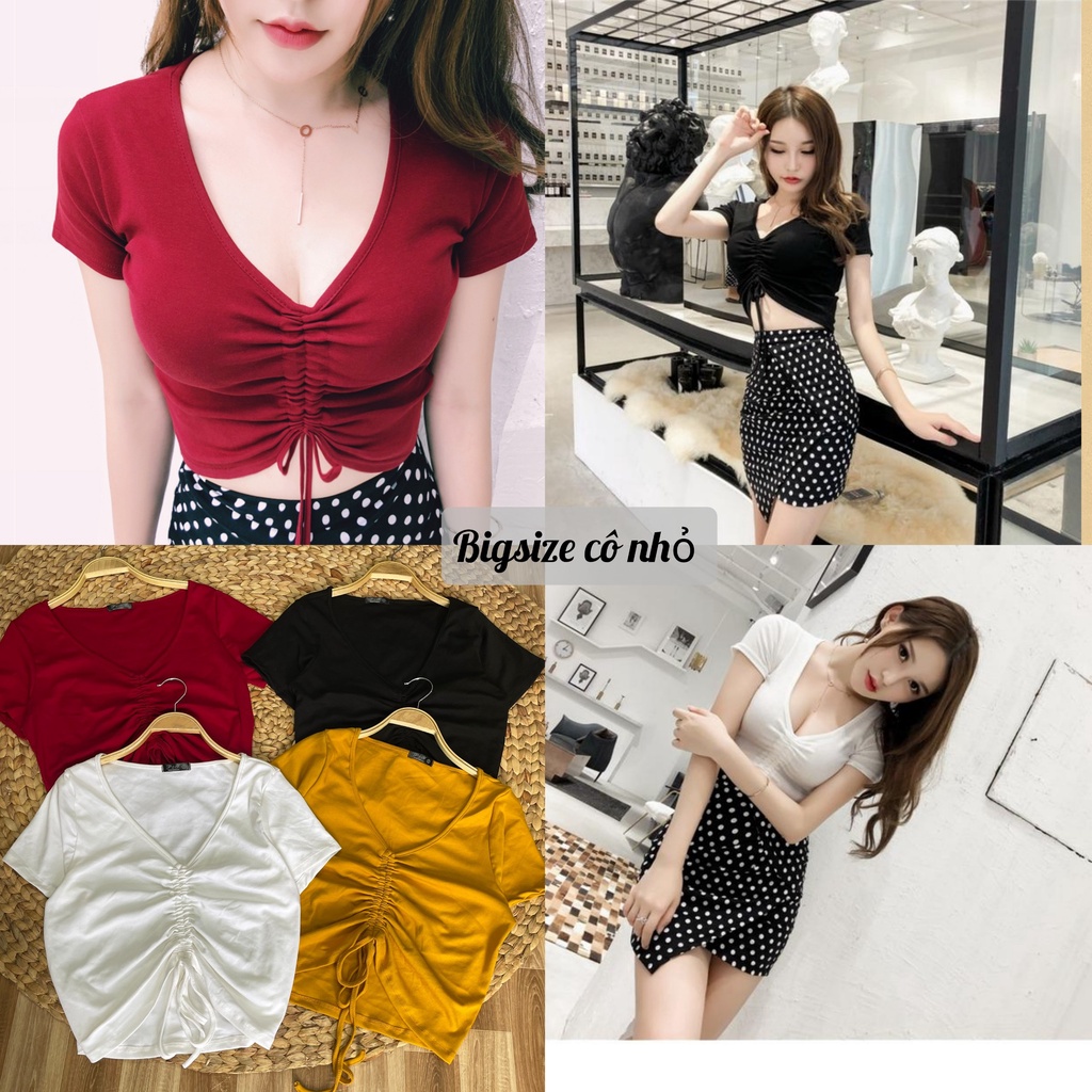 Áo Croptop Nữ Bigsize Rút Dây Chất Vải Loại 1 Lên Phom Dễ Thương A37