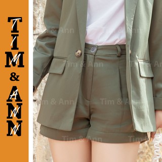 Quần Short Nữ Xanh Rêu Ống Rộng 0105GR - Thời Trang Nữ Tim & Ann