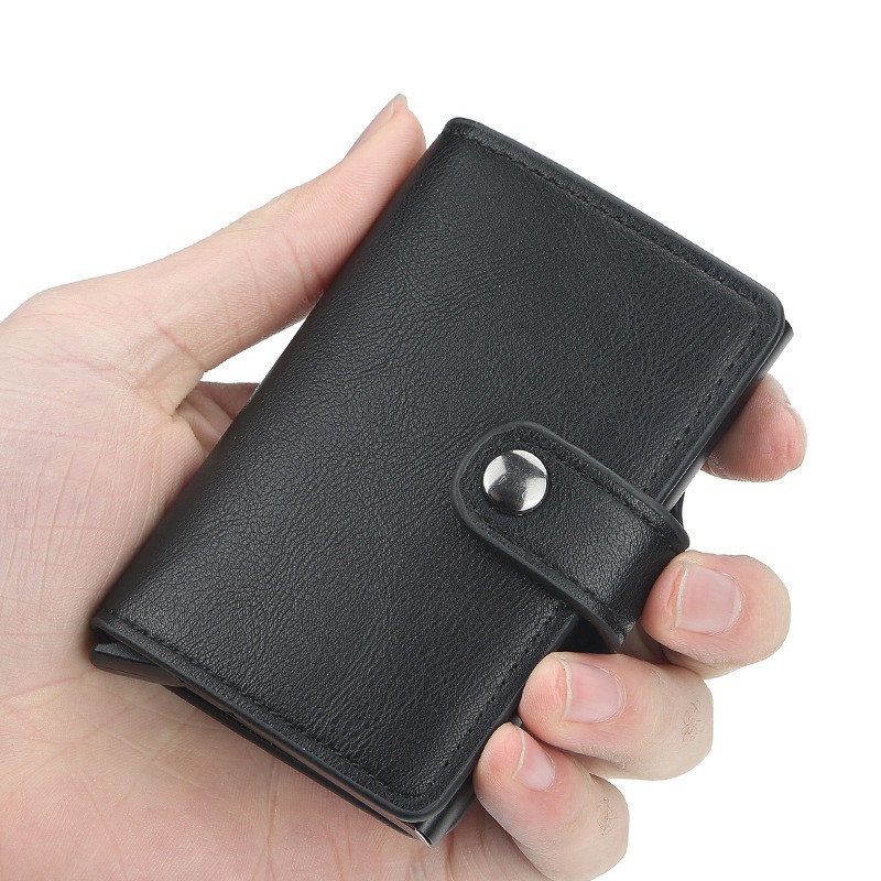Ví nữ mini cầm tay màu đen ATUNO AT01, dáng ngắn gọn gàng, đựng thẻ ATM, giấy tờ tùy thân
