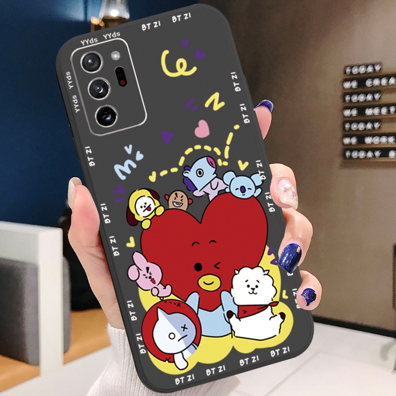 Ốp Điện Thoại Cạnh Vuông In Hình BTS Hoạt Hình Cho Samsung Galaxy Note 20 Ultra A30 A20 A50S A10 A12 M12 M10