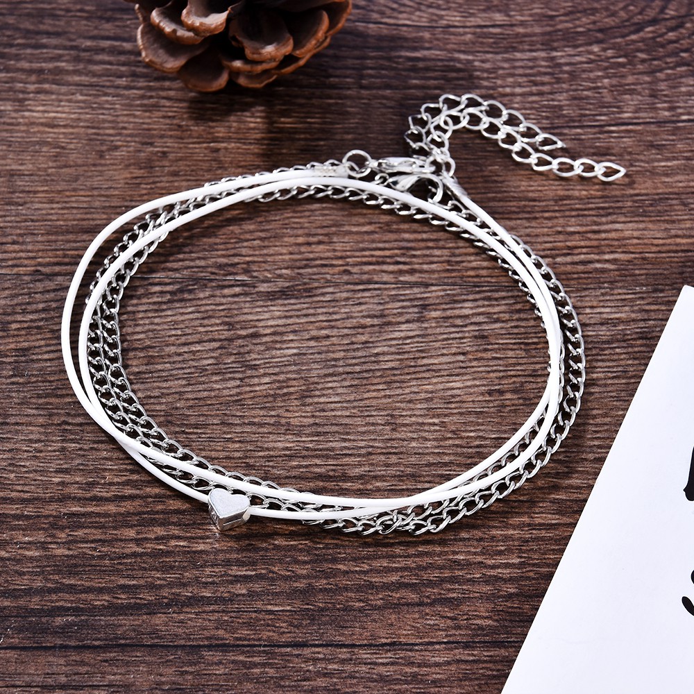 Set 2 lắc chân trang trí mặt trái tim trẻ trung cho nữ | BigBuy360 - bigbuy360.vn