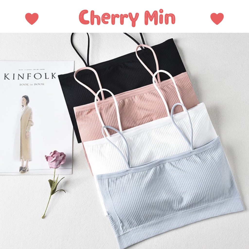 Áo Lót Nữ Quây, Áo Bra Cotton thun gân tăm CHERRY MIN chuẩn form dày dặn, trẻ trung năng động