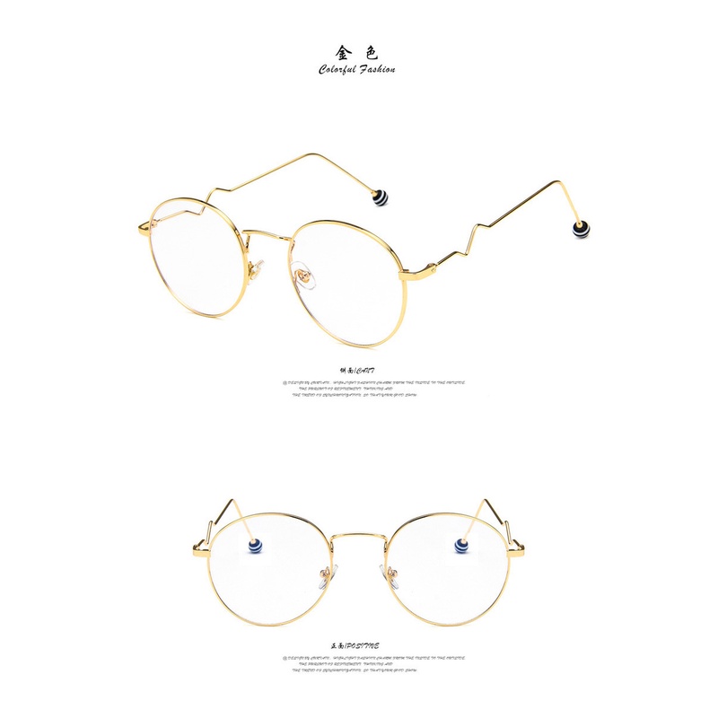 (KIQI-FASHION) COD Mắt Kính Chống Bức Xạ Gọng Tròn Bằng Kim Loại Thời Trang Mới Cho Nam Nữ