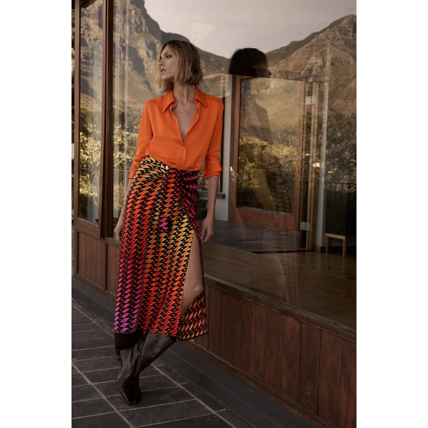 Zara Morocco full tag - Áo Zara sơ mi tone cam cực chất AT8SMG57N10