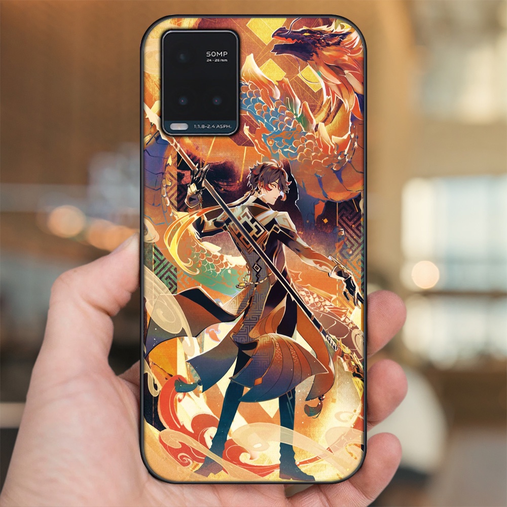 Ốp lưng Vivo Y21s, Y33s viền đen in hình Zhongli Genshin Impact
