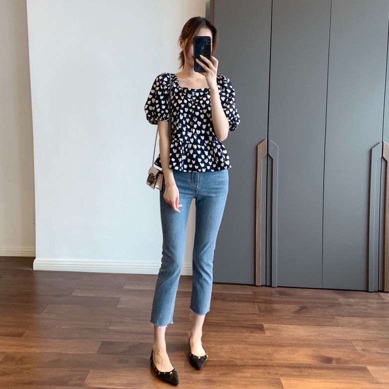 COZOK Áo Sơ Mi In Hình Trái Tim Cổ Điển Mỏng Đa Năng