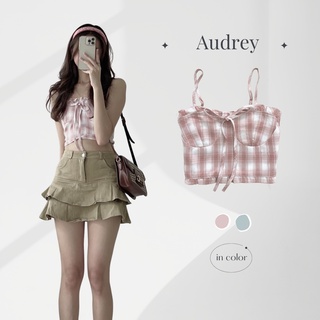 A364 Áo croptop kẻ AUDREY lưng chun hai dây dáng ốm phong cách Hàn Quốc