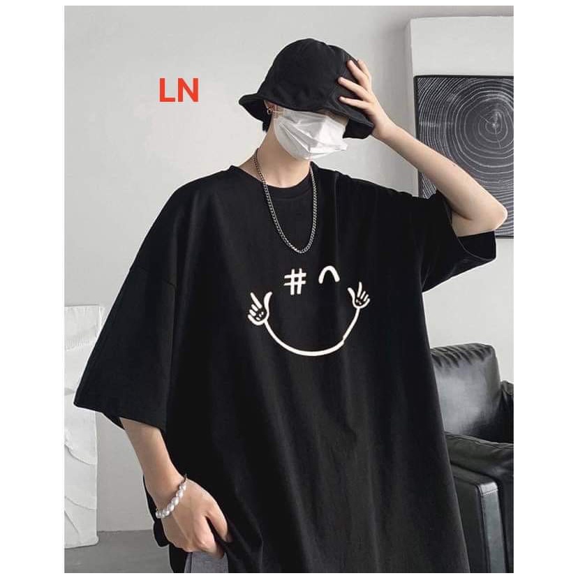 [ SẴN HÀNG +GIÁ RẺ ] , Áo phông mặt cười tay lỡ nam nữ unisex form rộng