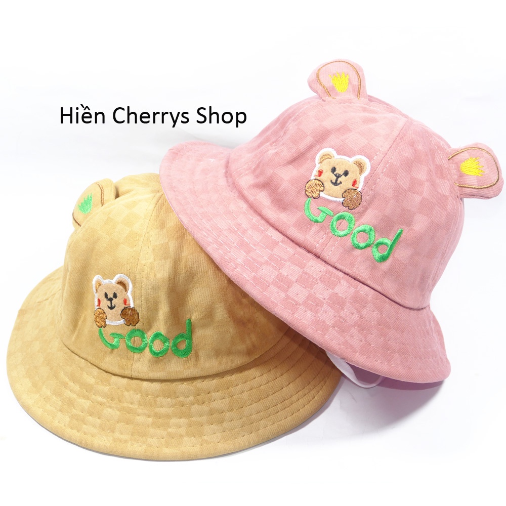 Nón bucket ,nón tai bèo trẻ em hình gấu dễ thương - chât liệu vải mềm mại tạo cảm giác cho bé