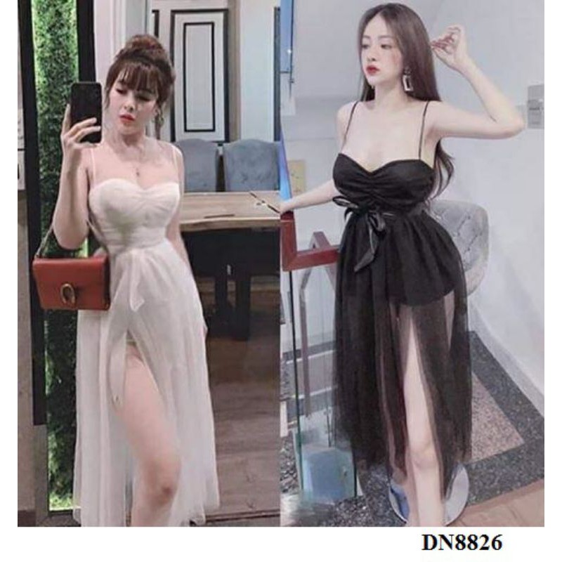 Đầm voan cúp 2 dây  rút ngực sexy